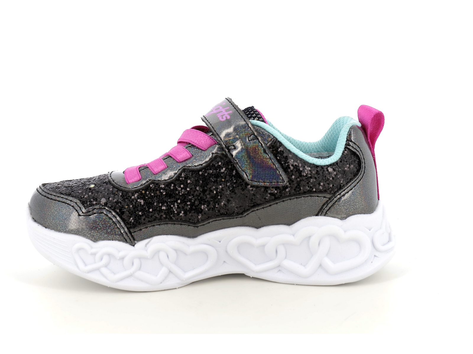 Skechers-INFINITE HEART LIGHTS Matières combinées Noir paillette
