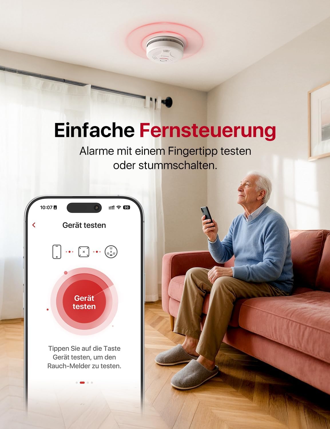 X-Sense Smart-Rauchmelder WLAN mit Magnethalterung, Zertifiziert nach EN 14604, Rauchmelder vernetzt, App-Steuerung, mit Basisstation SBS50, funkvernetzter Feuermelder, SD11-MR61, 6 Stück