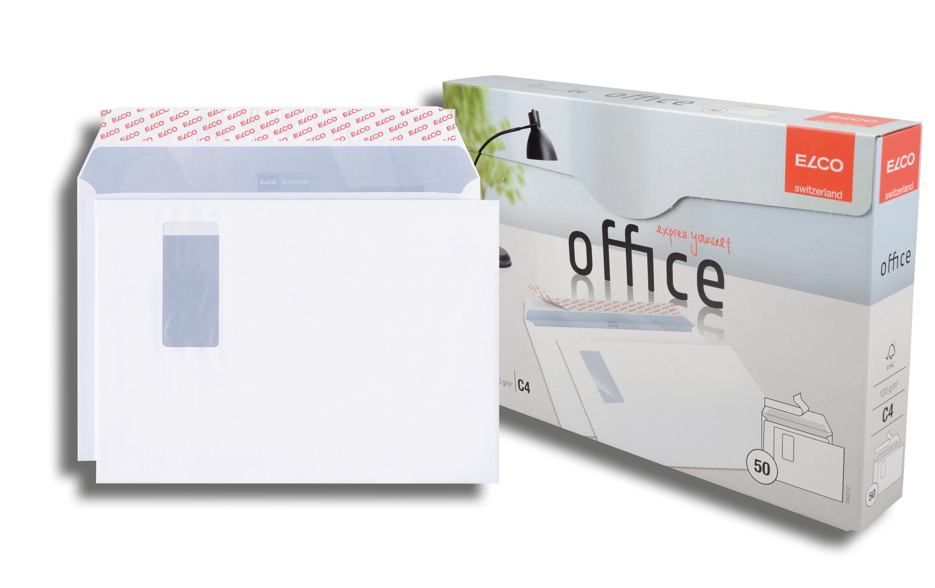 Couvert Office Box C4 mit Fenster rechts, 50 StückCouvert C4 in praktischer Entnahme-Box
