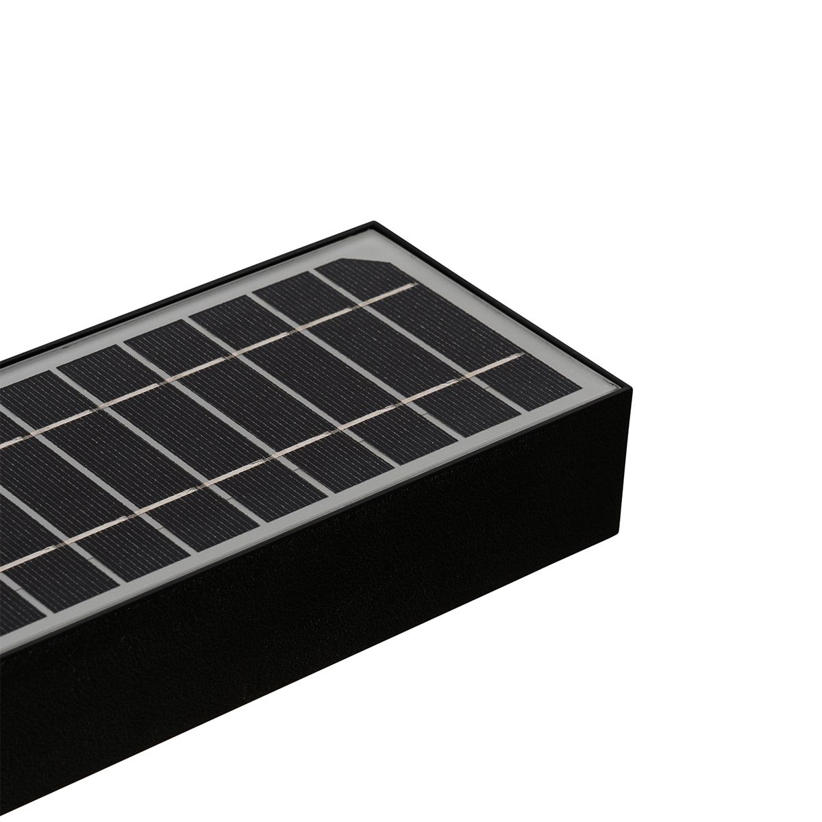 Buiten wandlamp zwart met dimlicht en sensor op solar - Kayo
