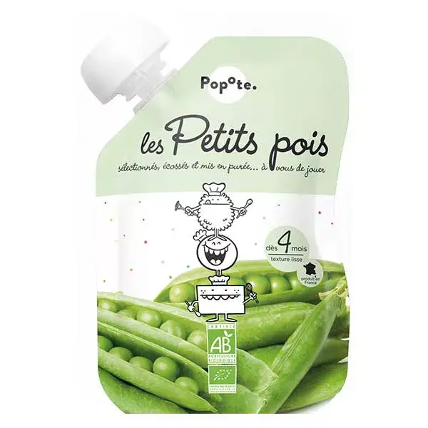Sachê de Vegetais Popote Ervilhas Pequenas Orgânicas +4m 120g