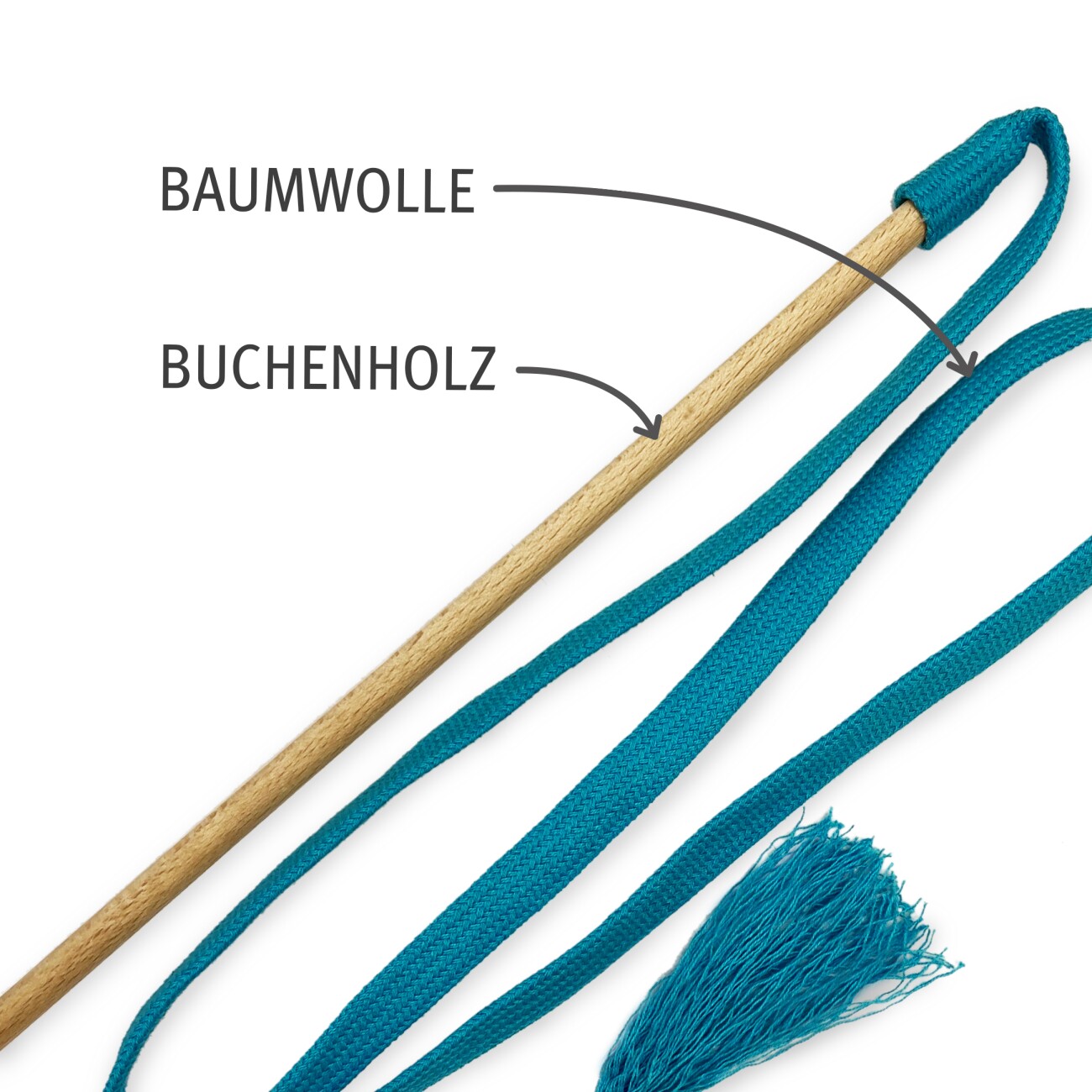 Kater Kasimir RANGELANGEL - Die natürliche Spielangel aus Buchenholz mit Baumwollband (türkis)