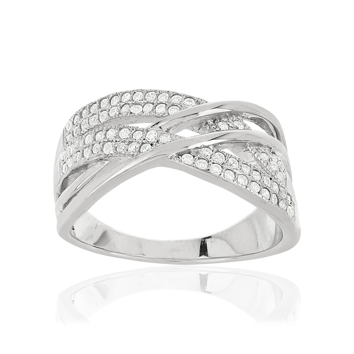 Bague argent 925 anneaux entrelacés zirconias