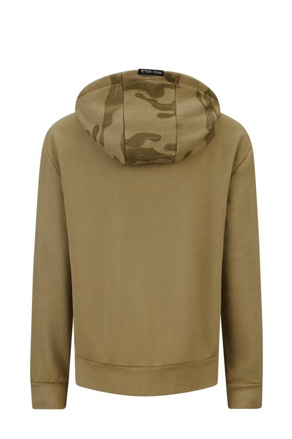 Retour Jeans hoodie Boris met printopdruk licht camel