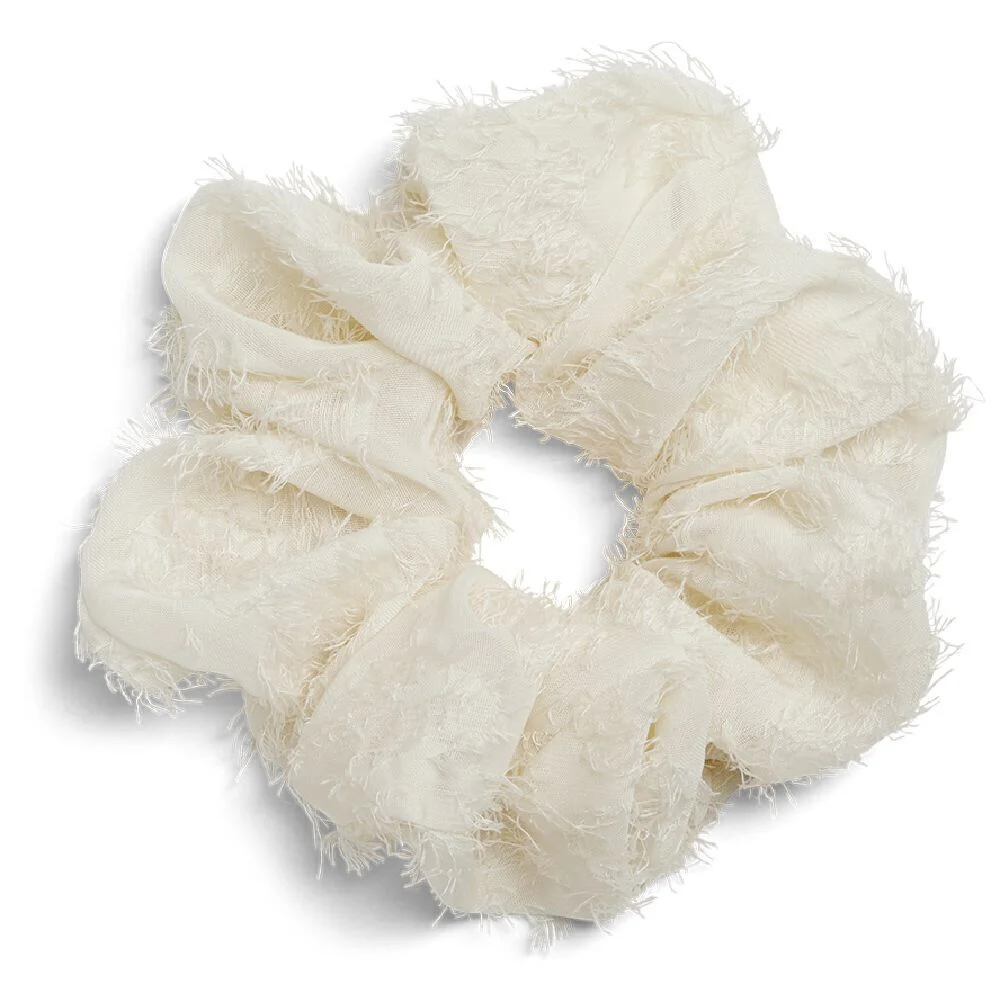 Chouchou scrunchie blanc fil doux