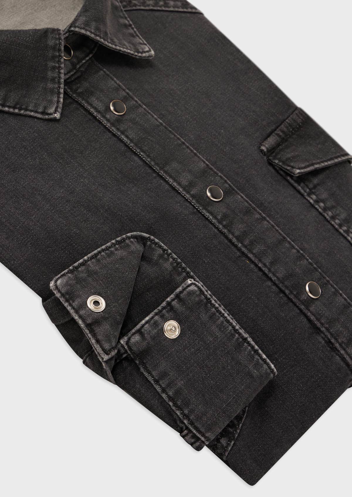 Chemise sport Slim en coton denim uni noir