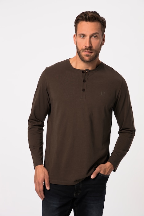 JP 1880 Henley, Basic, Shirt, Langarm, Knopfleiste, bis 8XL