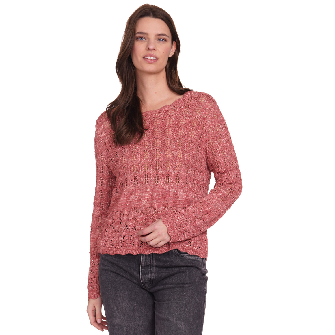 Gina Benotti Damen Strickpullover mit Effektgarn rostrot