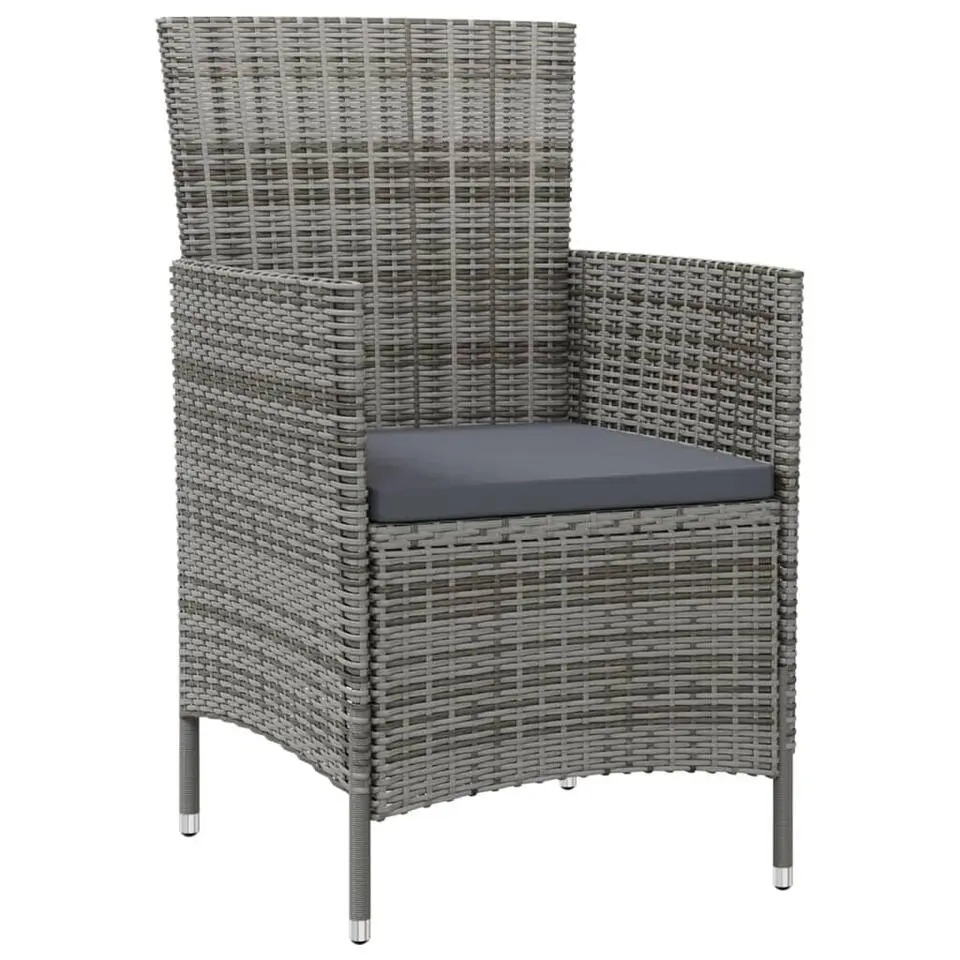 vidaXL - Tuinset - Grijs - Poly rattan - 3 stuks - Met kussens