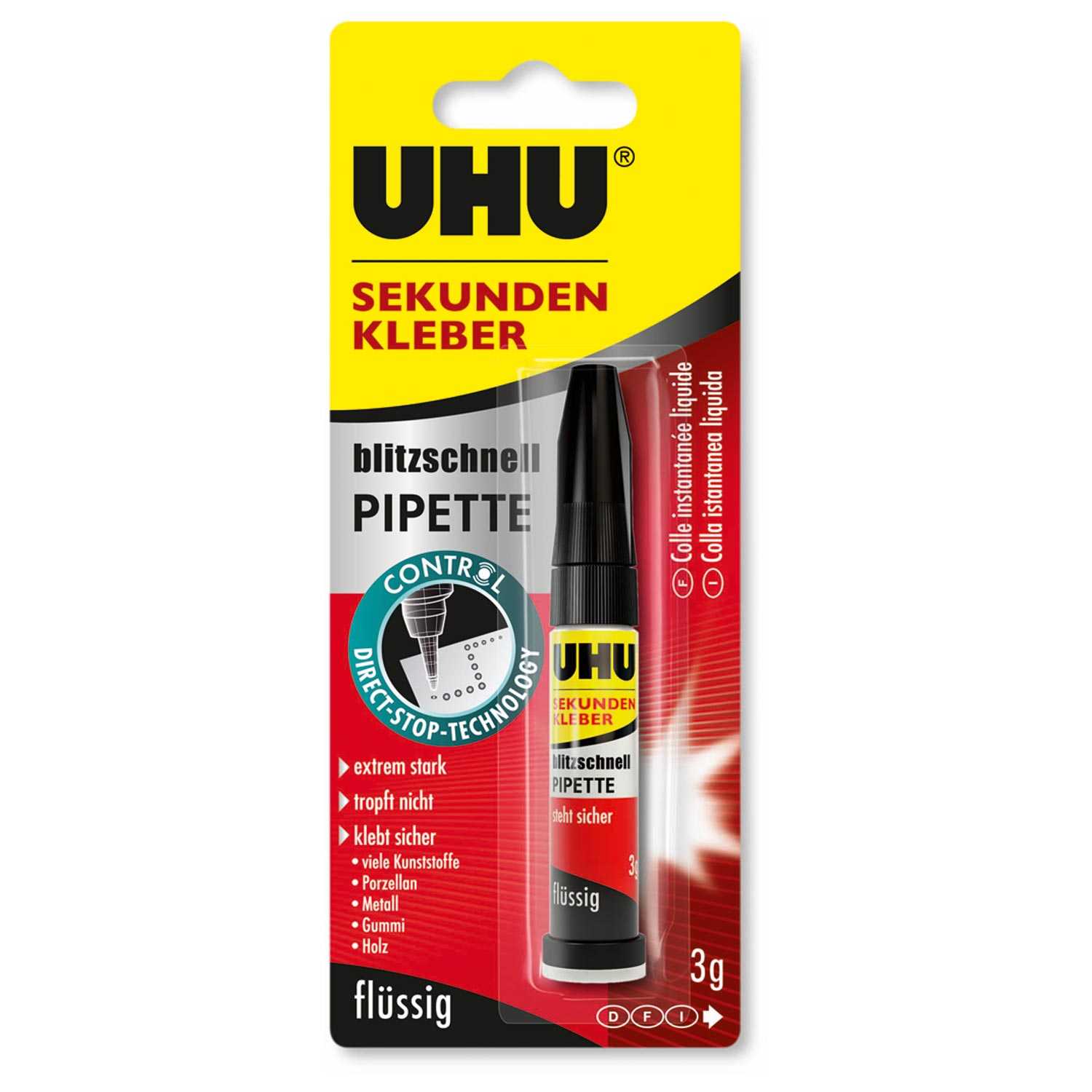 UHU Sekundenkleber blitzschnell Pipette 3g