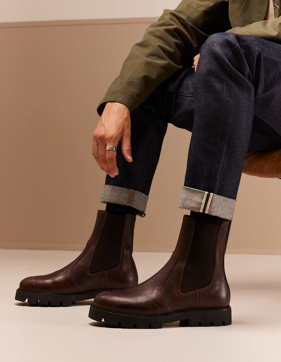 Bottines Raoul - Cuir pull up grainé marron