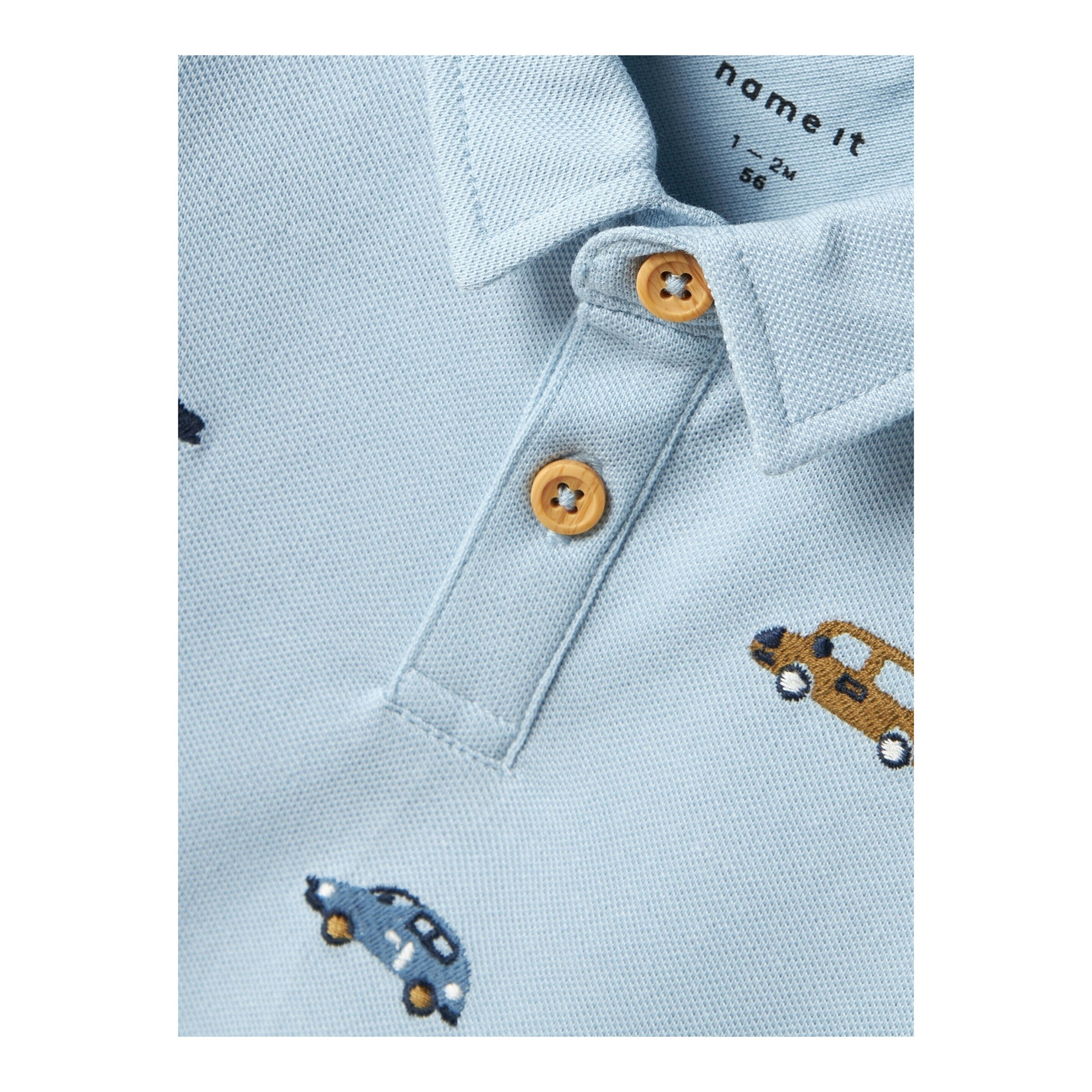 NAME IT Poloshirt langarm Fahrzeuge Piqué hellblau