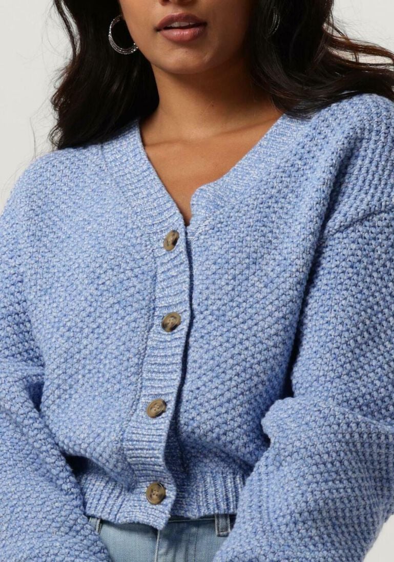 ANOTHER LABEL blauwe another label vest zhour knitted cardigan l/s