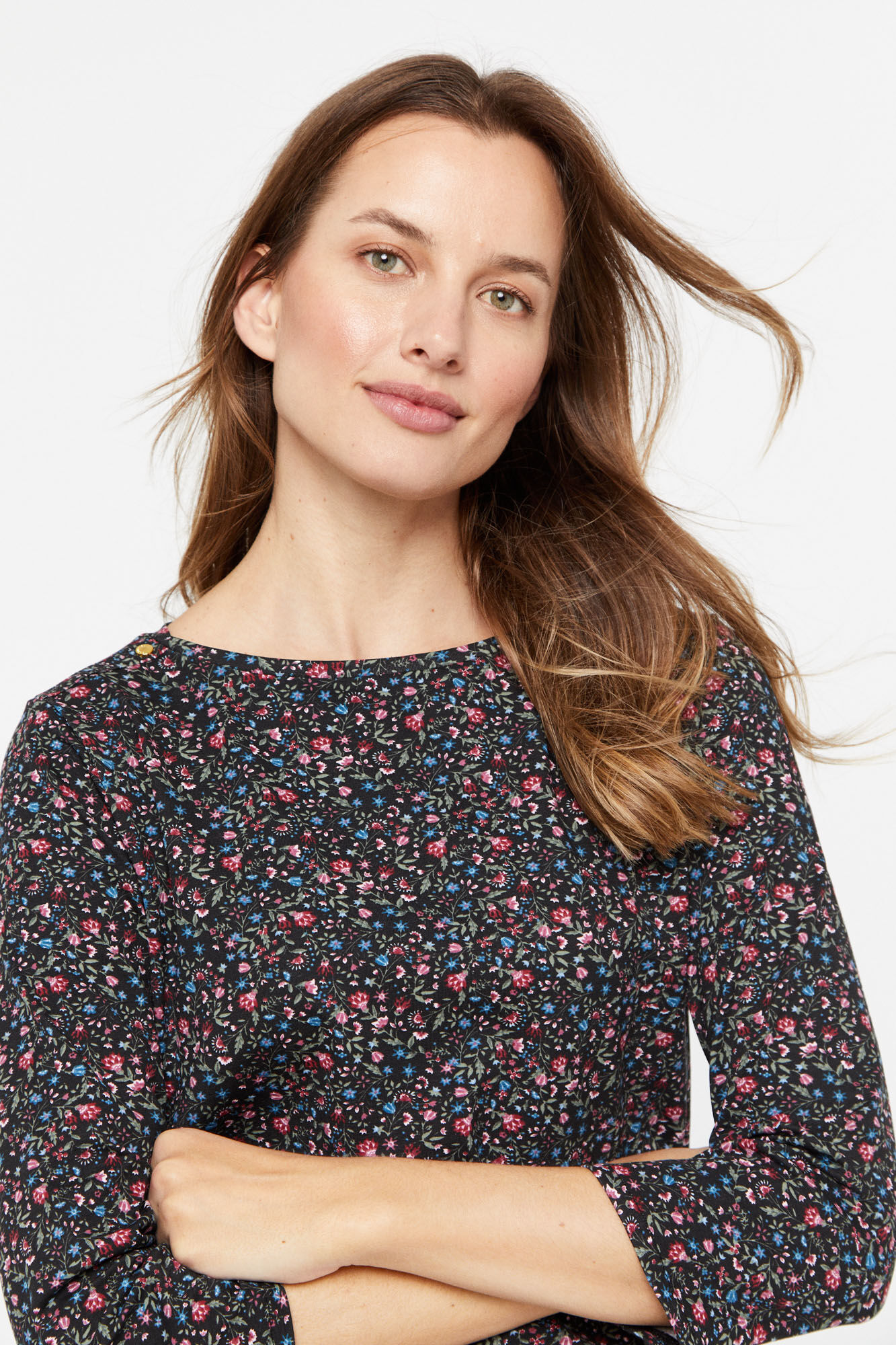 Camiseta básica com decote canoa - Estampa cinza
