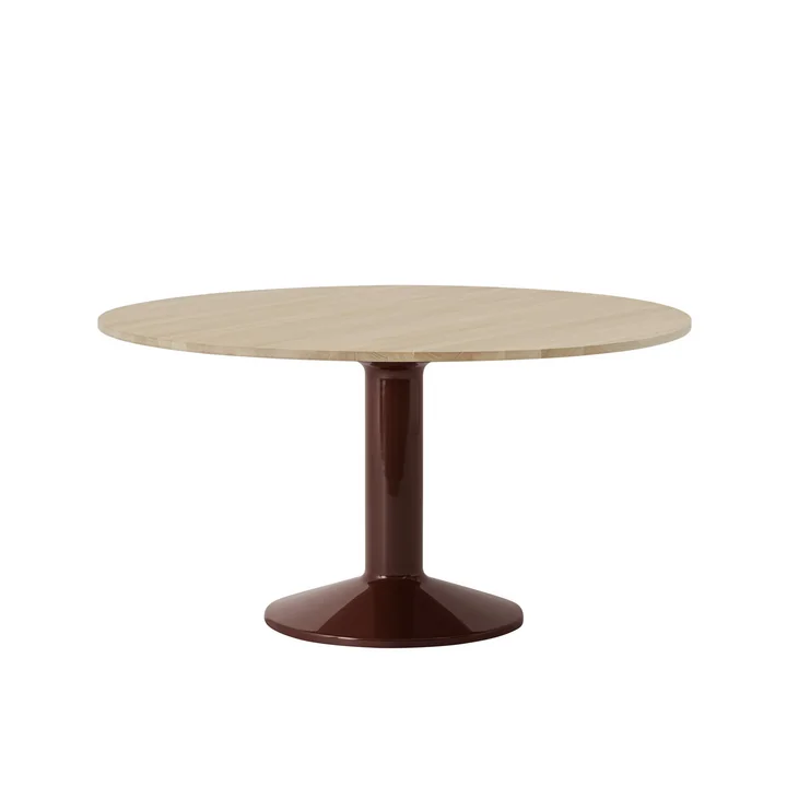 Muuto - Midst Esstisch, Ø 140 cm, Eiche geölt / dunkelrot