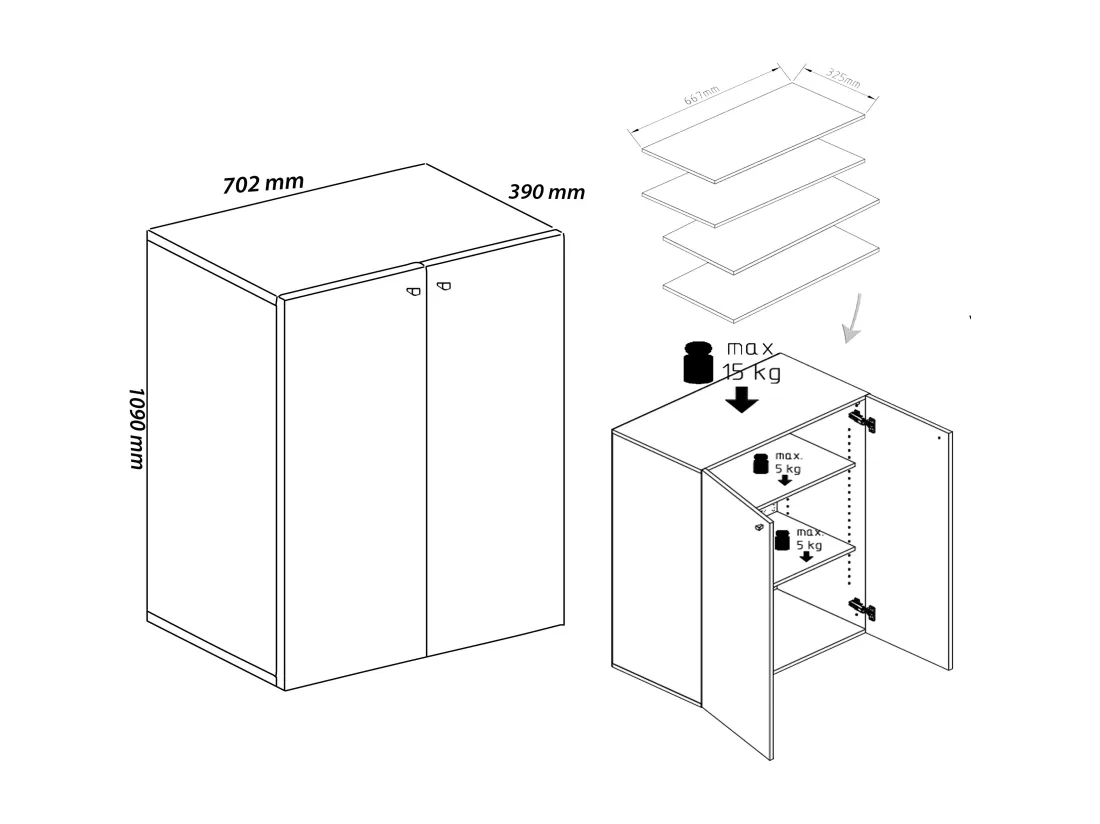 Armoire à chaussures en bois Étagère à chaussures Lona 3