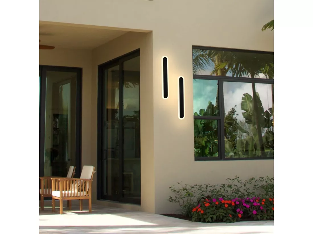NETTLIFE applique murale LED extérieur 50 cm Villa noire longue lampe extérieure IP65 étanche moderne 10 W pour couloir salle de bain