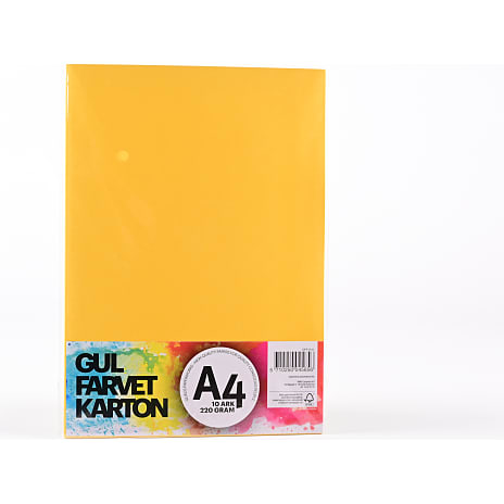 Farvet karton A4 10 ark - gul