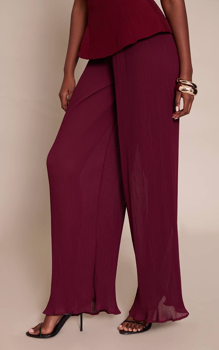 Prune Combinaison Bandeau Tissée À Jambes Plissées
