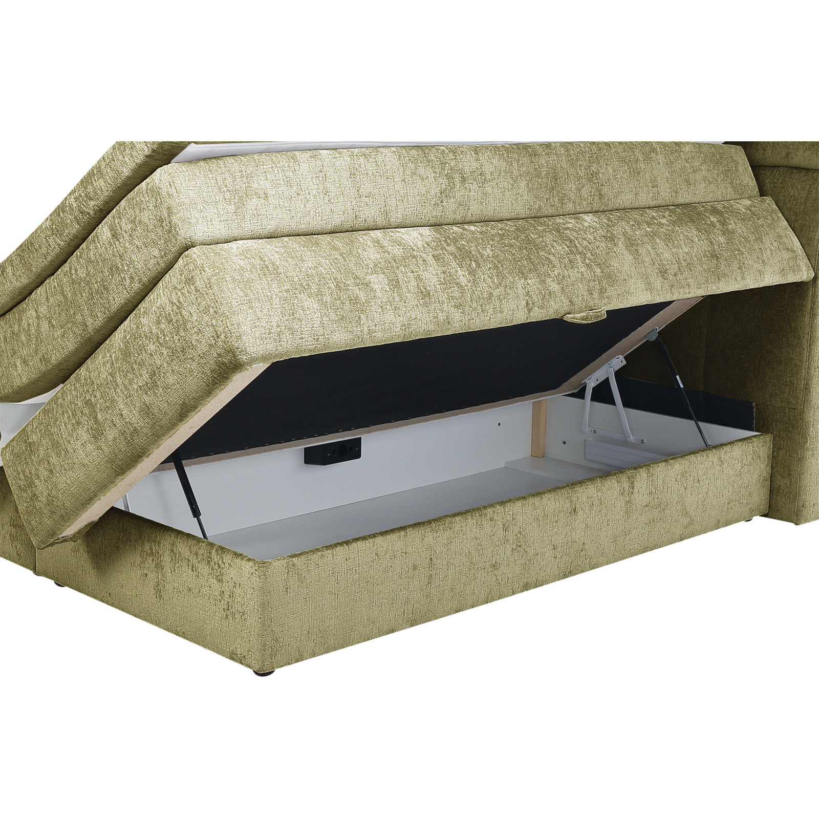 Boxspringbett Queen Stoff Chenille 180 x 200 cm, mit Bettkasten grün