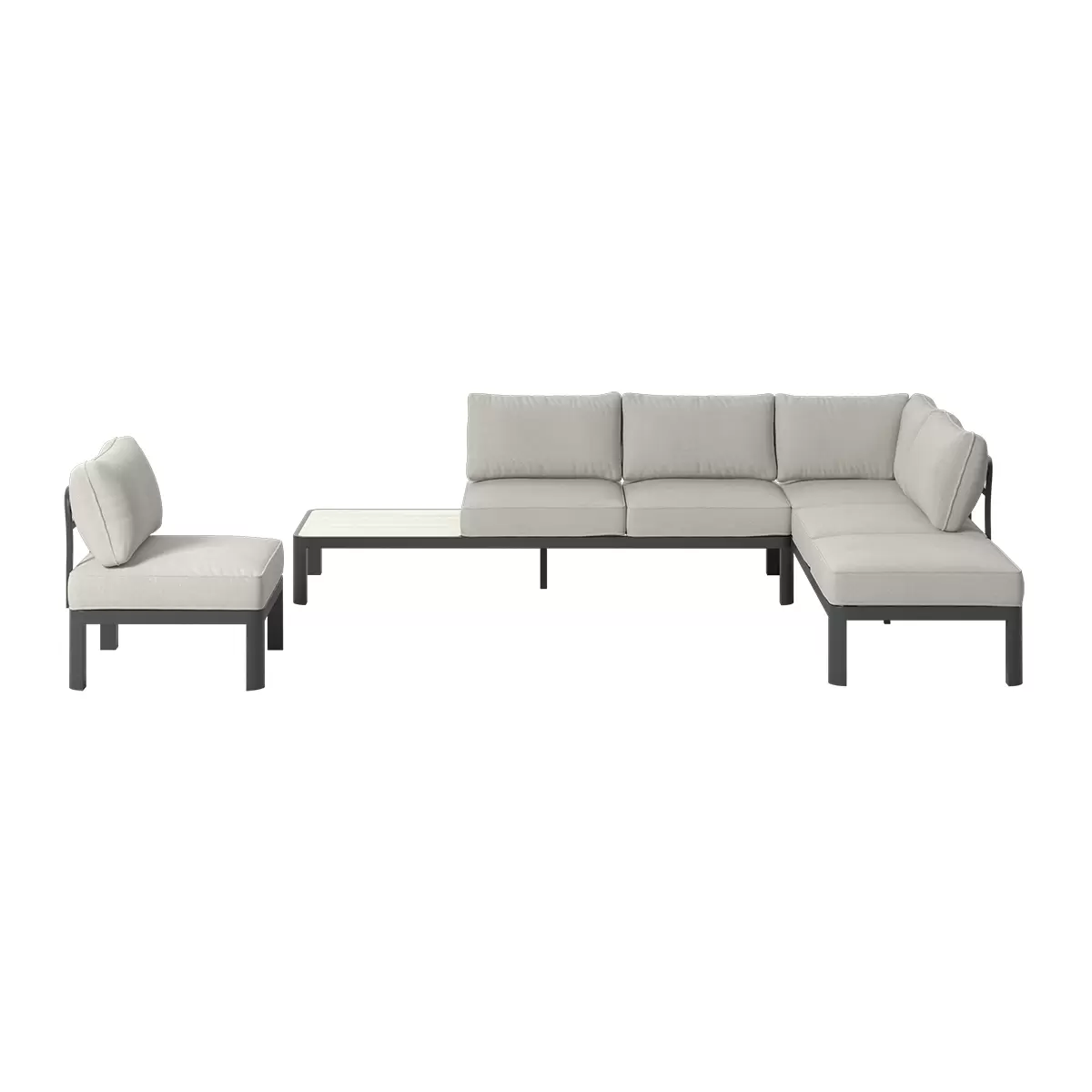 Beldano Loungegarnitur Bordeaux 4-teilig beige,dunkelgrau,hellgrau