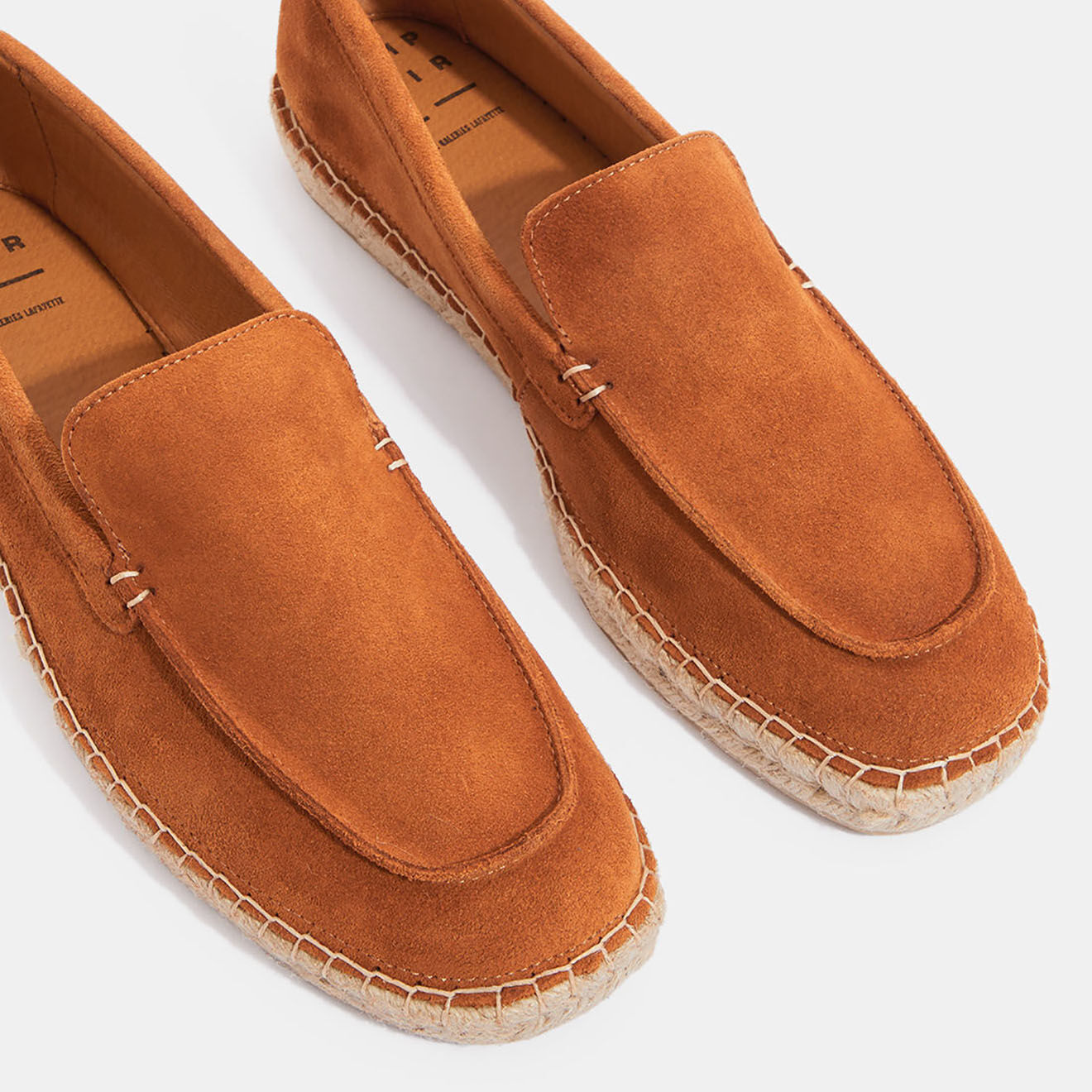 Comptoir GL Mocassins espadrilles en Velours de Cuir camel