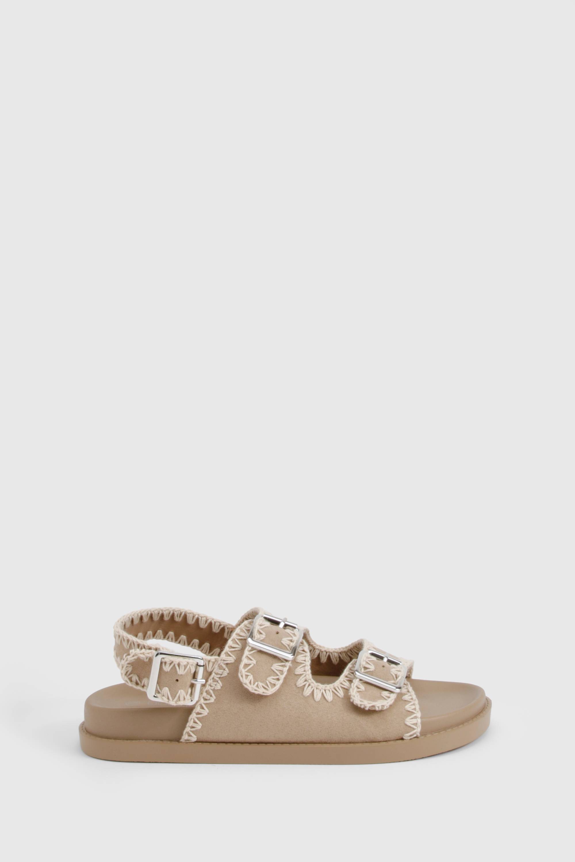 boohoo Contrast Stitch Woven Dad Sandals