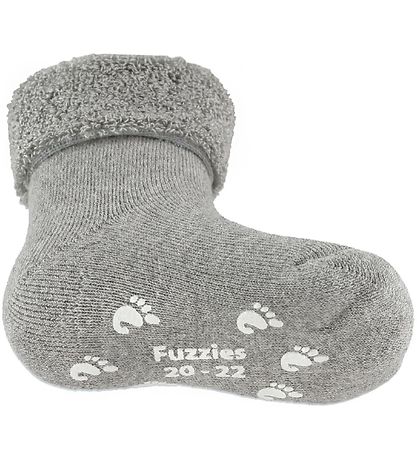 Fuzzies Babysocken m. Anti-Rutsch - Hellgrau
