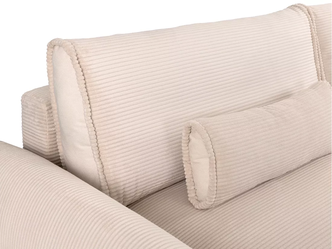 Canapé d'angle convertible et réversible en velours côtelé beige RISTANO
