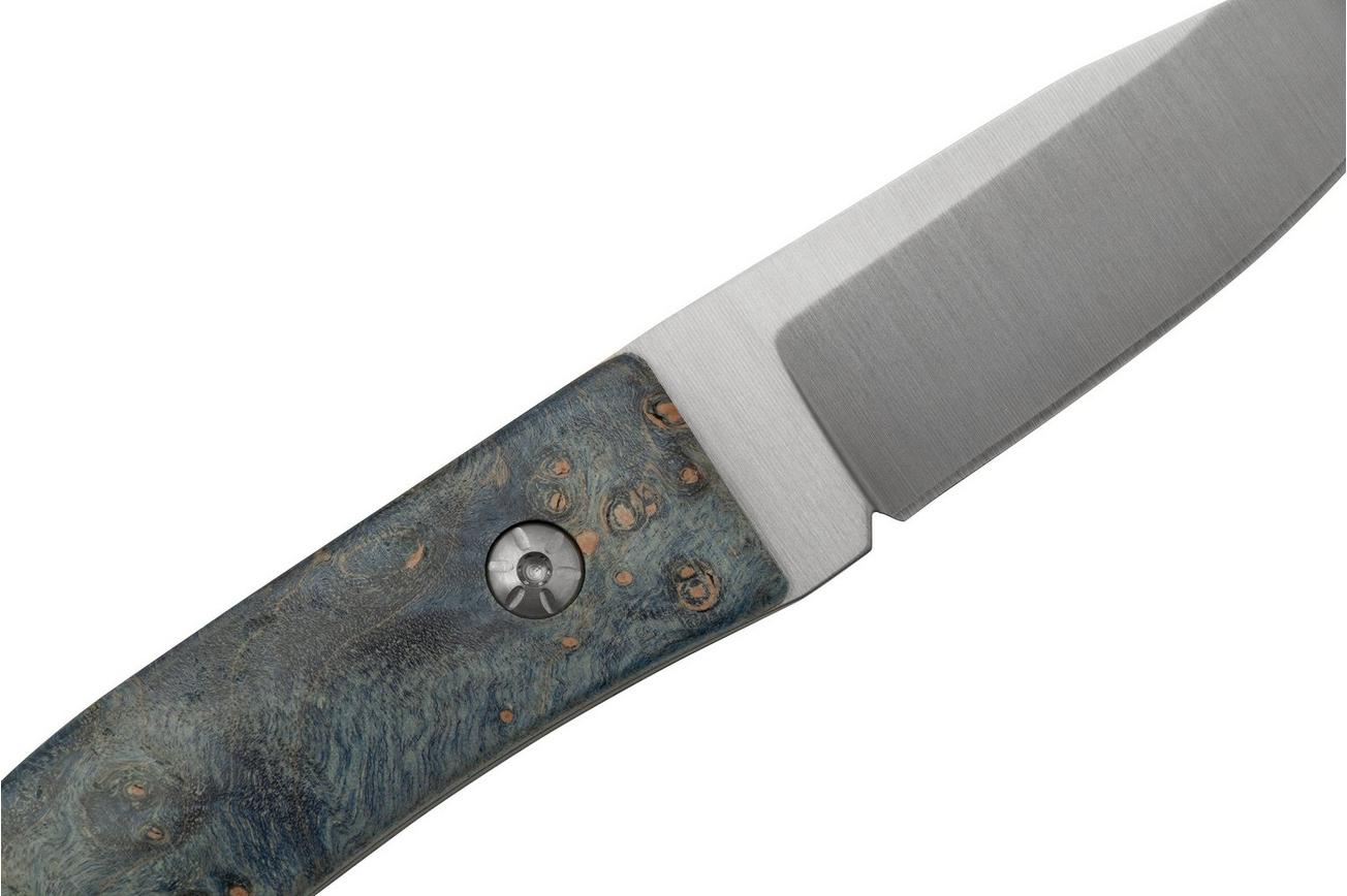 Maserin AM22, 923-RB Blue Poplar Burl, vaststaand mes, Atillio Morotti design