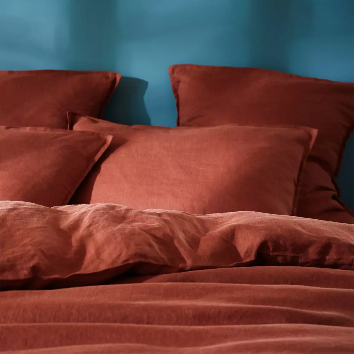 Housse de couette lin lavé (240 x 220 cm) Louise Terracotta