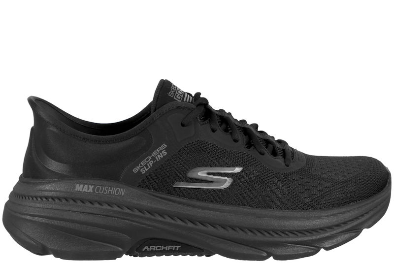 SKECHERS MAX CUSHION SNEAKERS I SORT TEKSTIL SLIP-INS