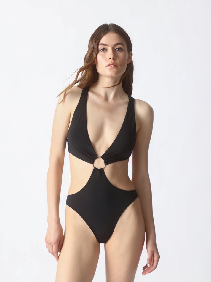 Triquíni com argola frontal - Preto