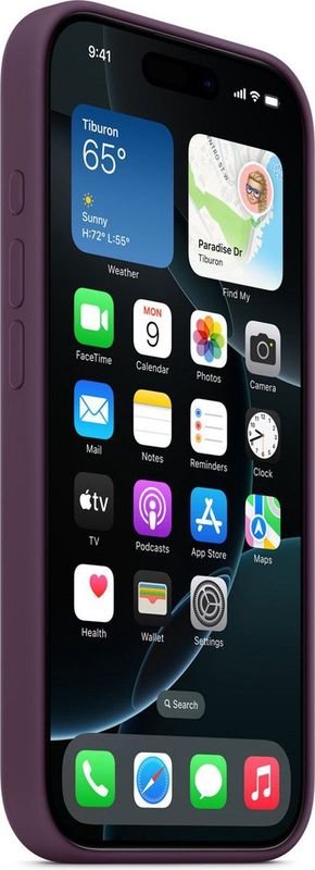 Apple Silicone Backcover MagSafe voor de iPhone 16 Pro Plum