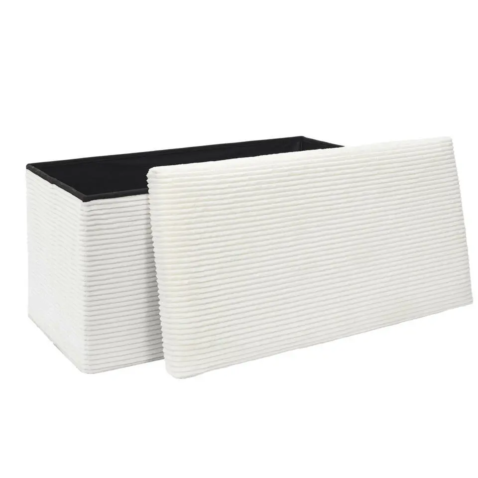 Home Deco Poef - Cocoonen - MDF/polyester - wit - 76 x 38 cm