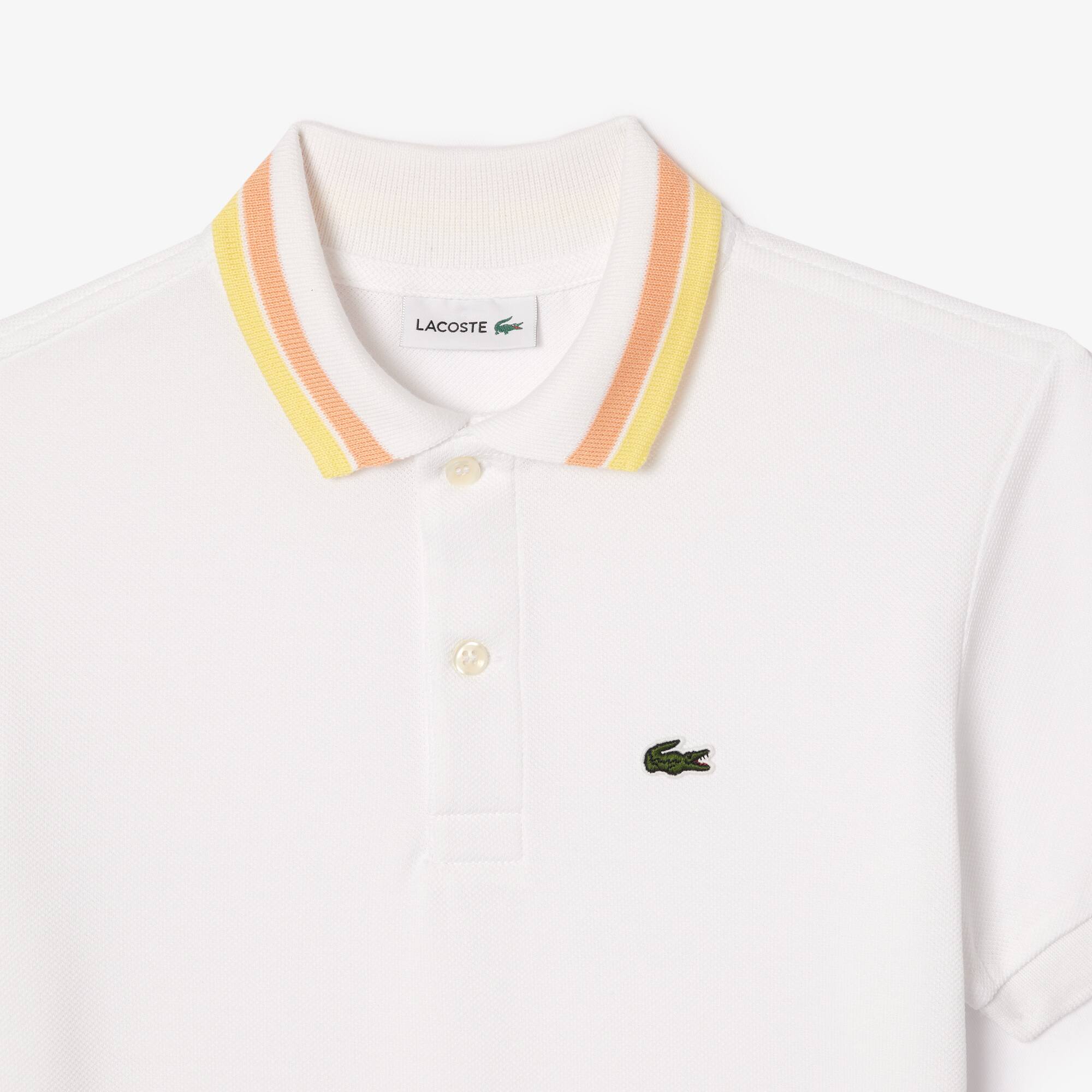Polo garçon Lacoste avec col tricolore en petit piqué de coton Polos - Blanc - Lacoste - Garçon