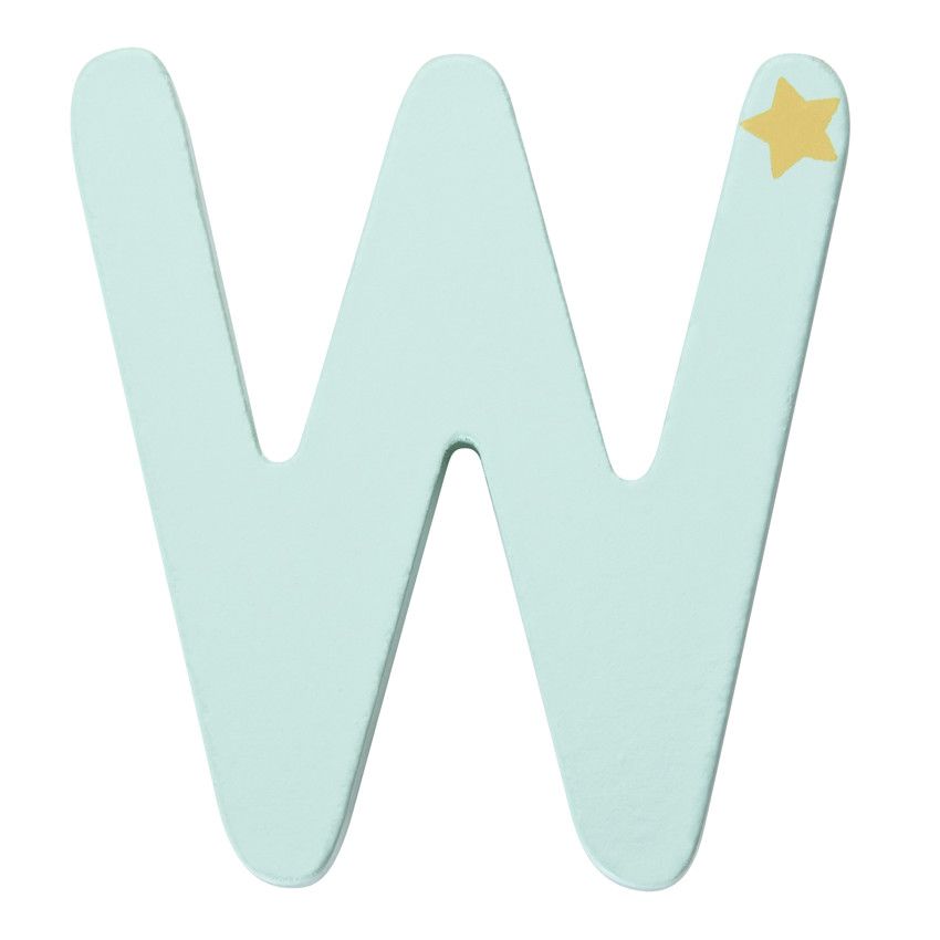 Lettre décorative en bois W - Vert
