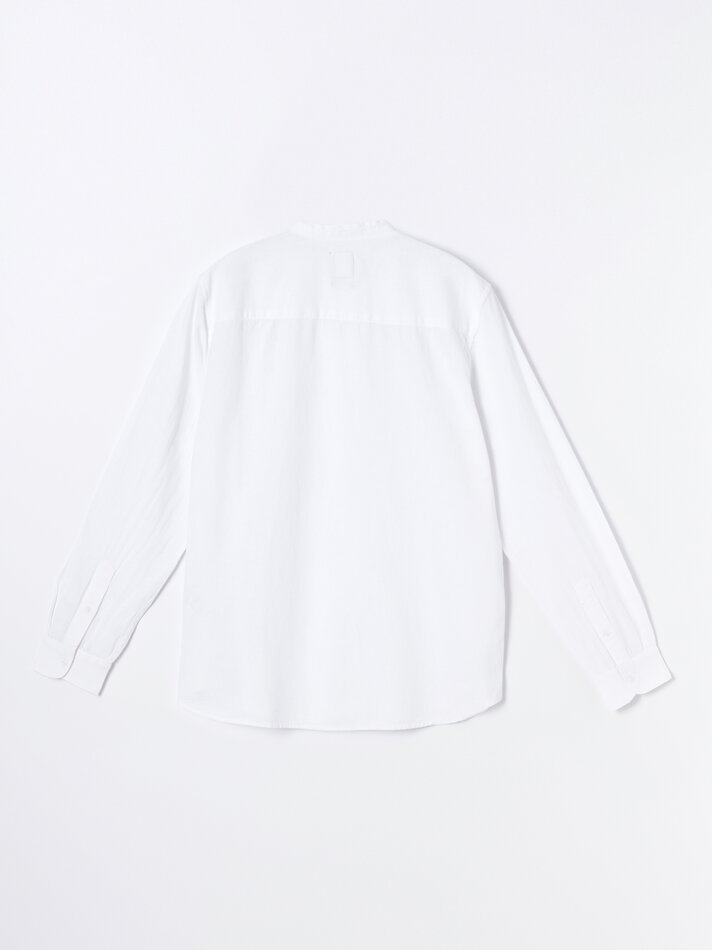 Camisa de algodão e linho - Branca