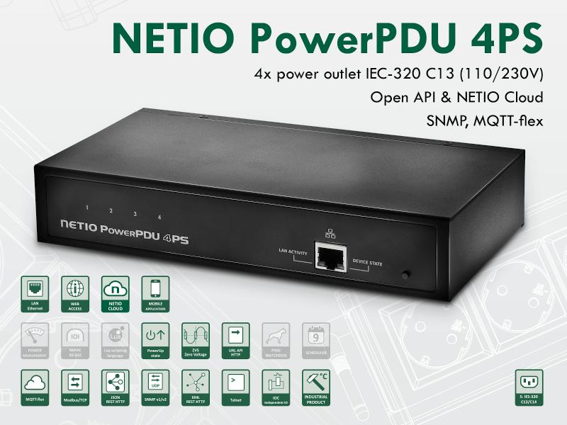 NETIO IP-Steckerleiste PowerPDU 4PS CH 4x C13 PDU mit Schaltfunktion