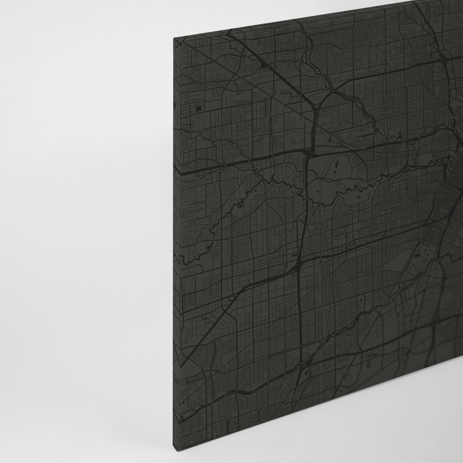 Leinwandbild STADTPLAN - schwarz-grau - 90x60 cm
