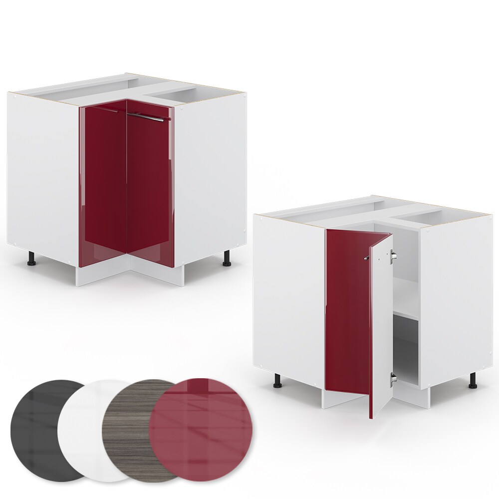 VICCO Eckunterschrank 87 cm Bordeaux Hochglanz Küchenschrank Hängeschrank Küchenzeile Fame-Line