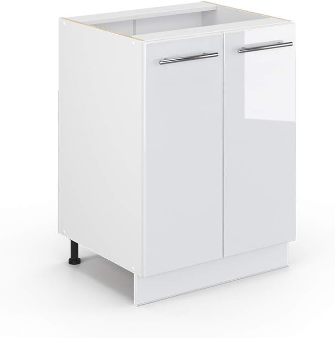 Vicco Küchenunterschrank Fame-Line, Weiß Hochglanz/Weiß, 60 cm ohne Arbeitsplatte