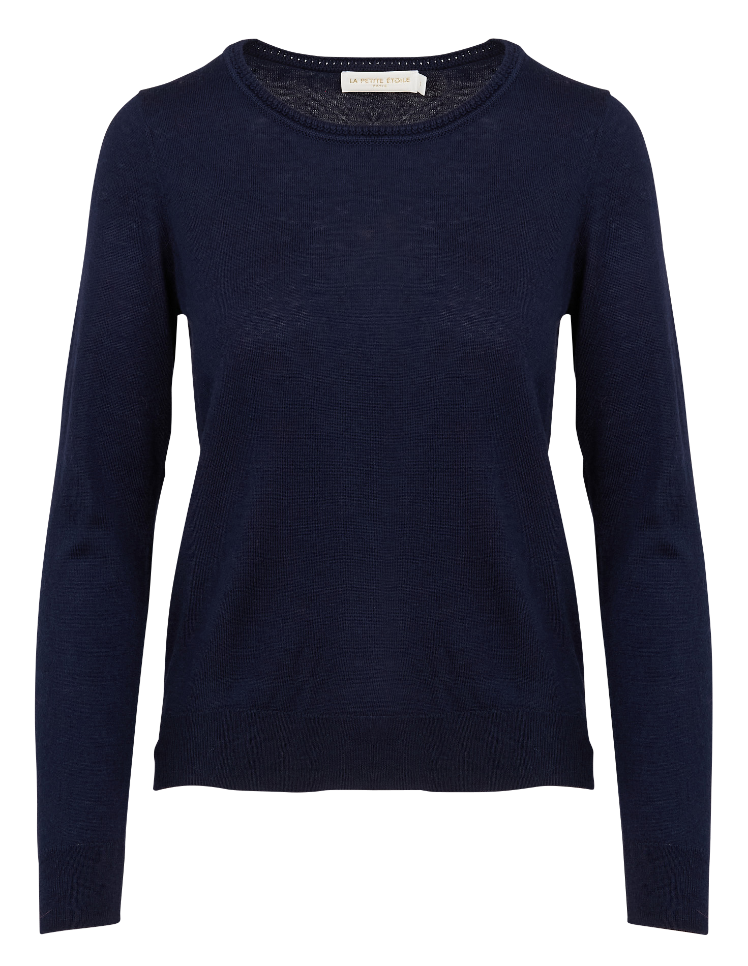 MARIE - Pull col rond droit en maille | Bleu