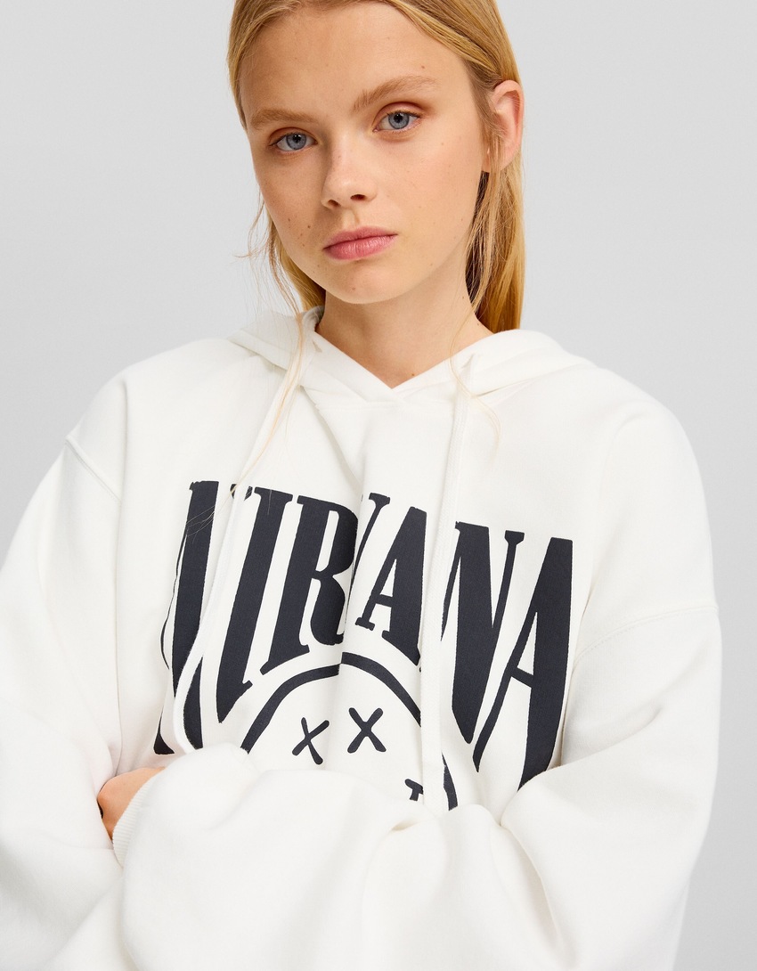 Moletom com capuz estampado do Nirvana