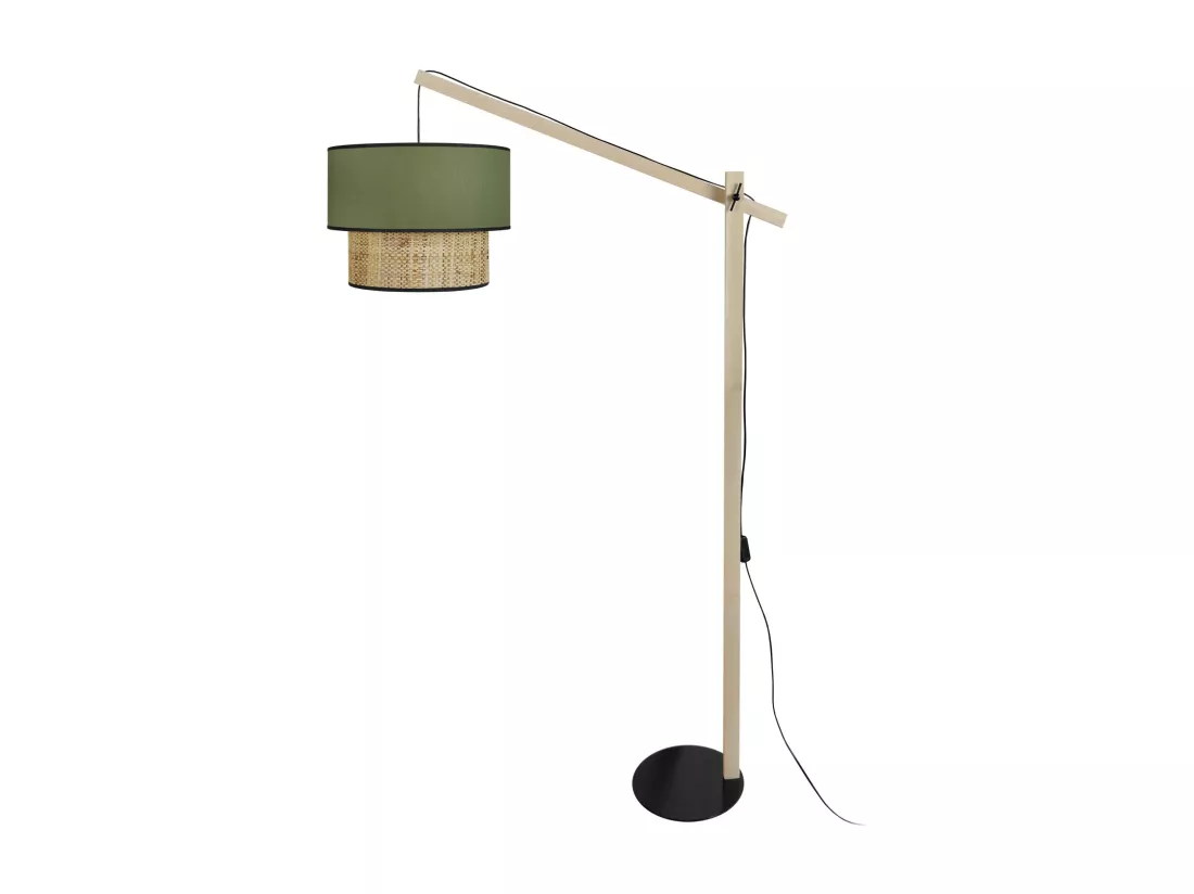 Lampadaire droit bois naturel,olive 190 cm.