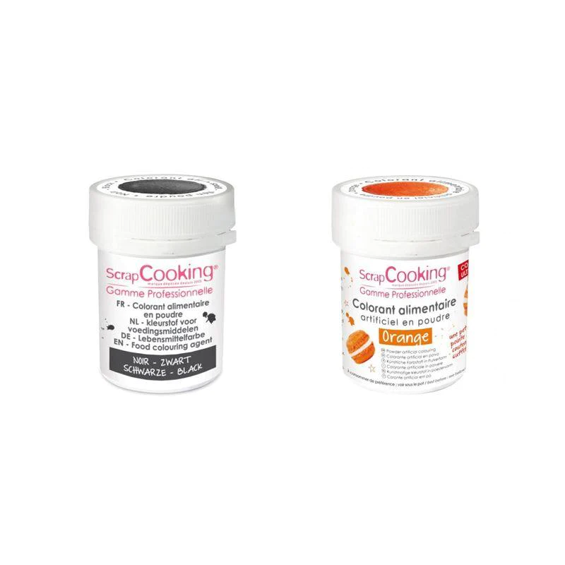 2 colorants alimentaires en poudre - noir-orange Scrapcooking