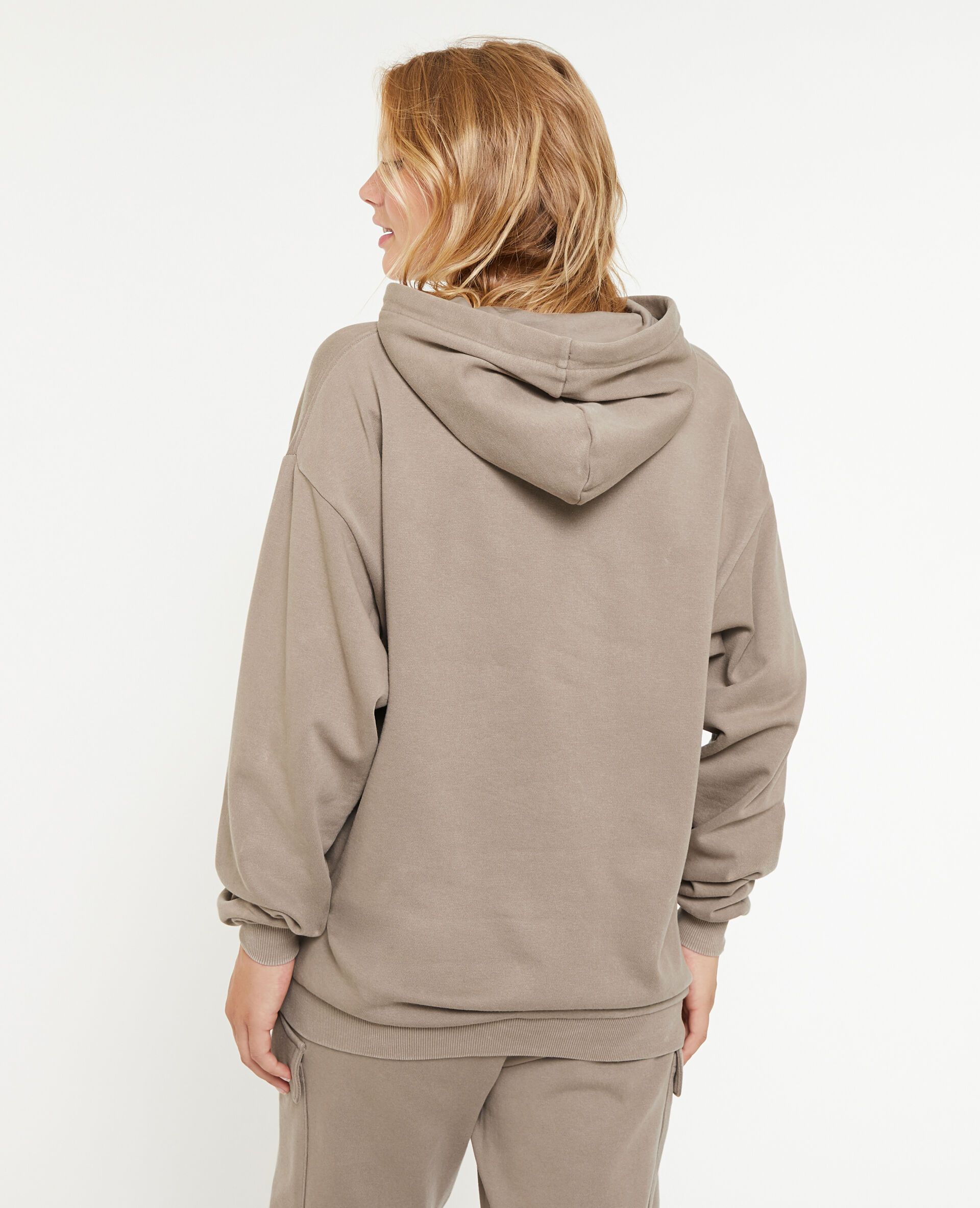 Sweat capuche oversize effet lavé - Taupe