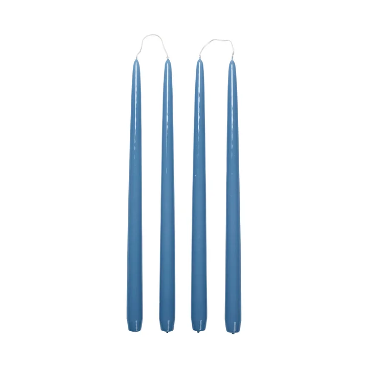 Broste Copenhagen - Smooth Kerze, H 38 cm, dusty blue (4er-Set)