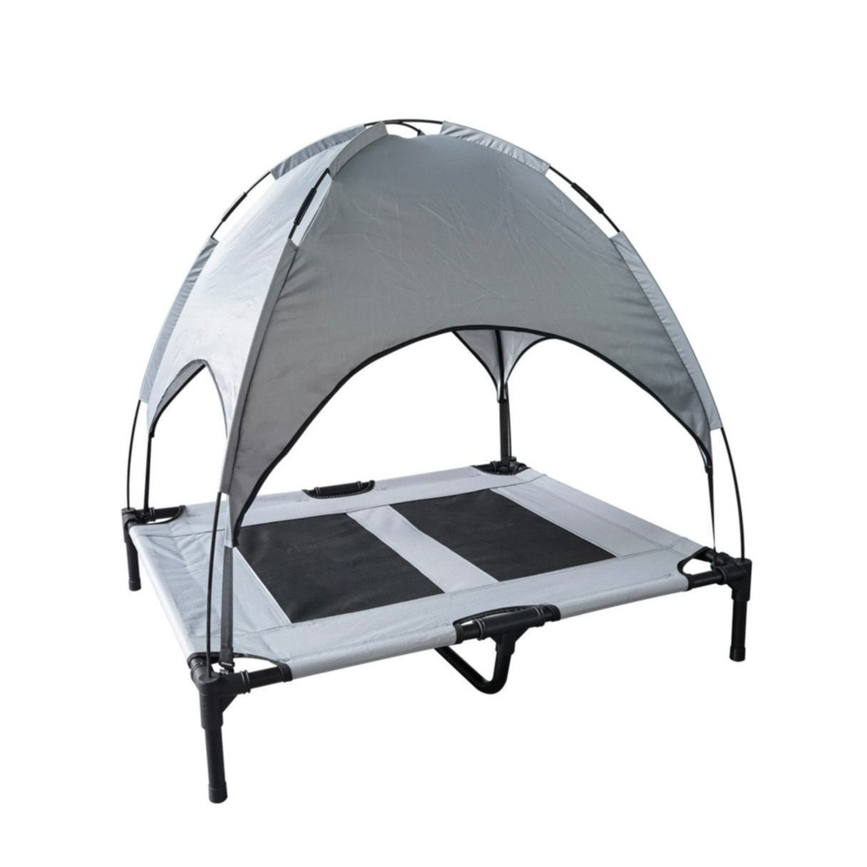 (92x76cm) Erhöhtes Hundebett Outdoor Camping Zelt Hundeliege Kühlendes Haustierbett mit Dach - Grau