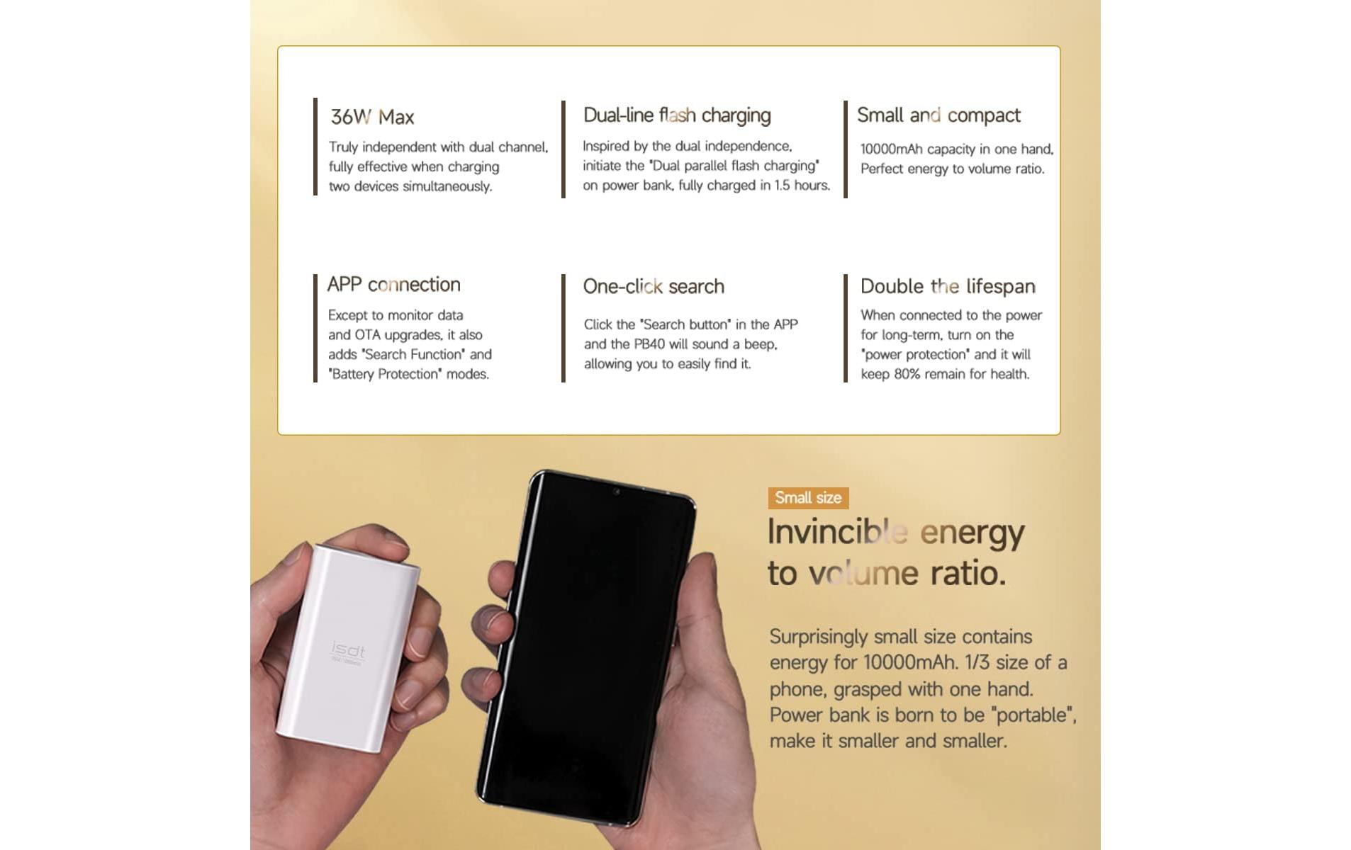 Powerbank PB40 40 Wh, 2x USB-C 18WKompakte Powerbank mit zwei USB-C Anschlüssen